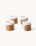 Set da 4 tazzine da caffè con fascetta in legno 100 ml