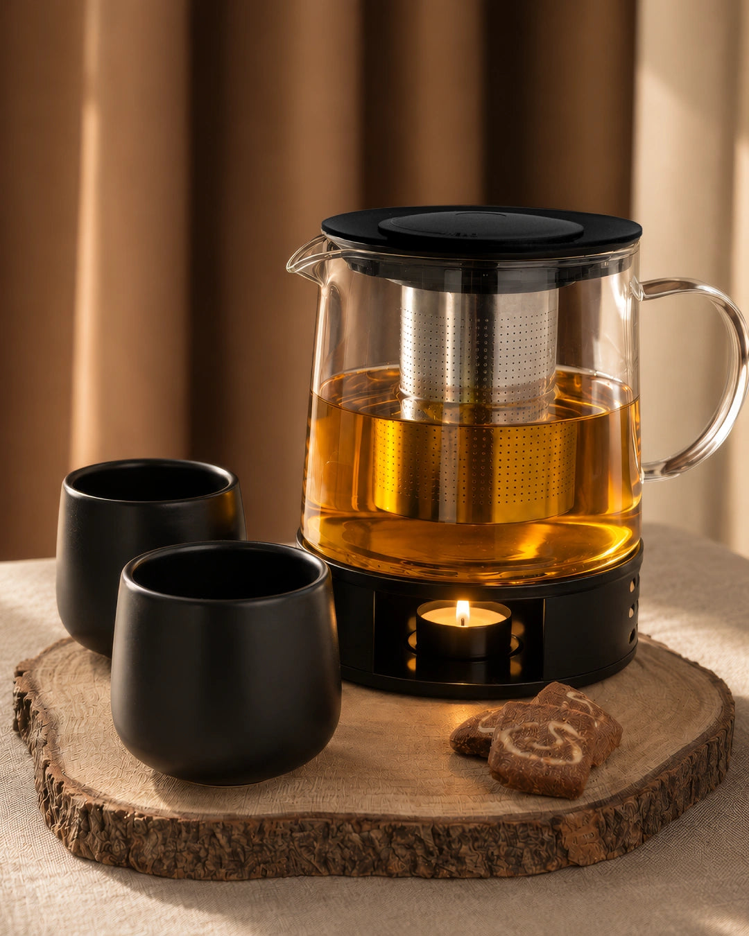 Teiera in vetro con scaldino 1,5 L