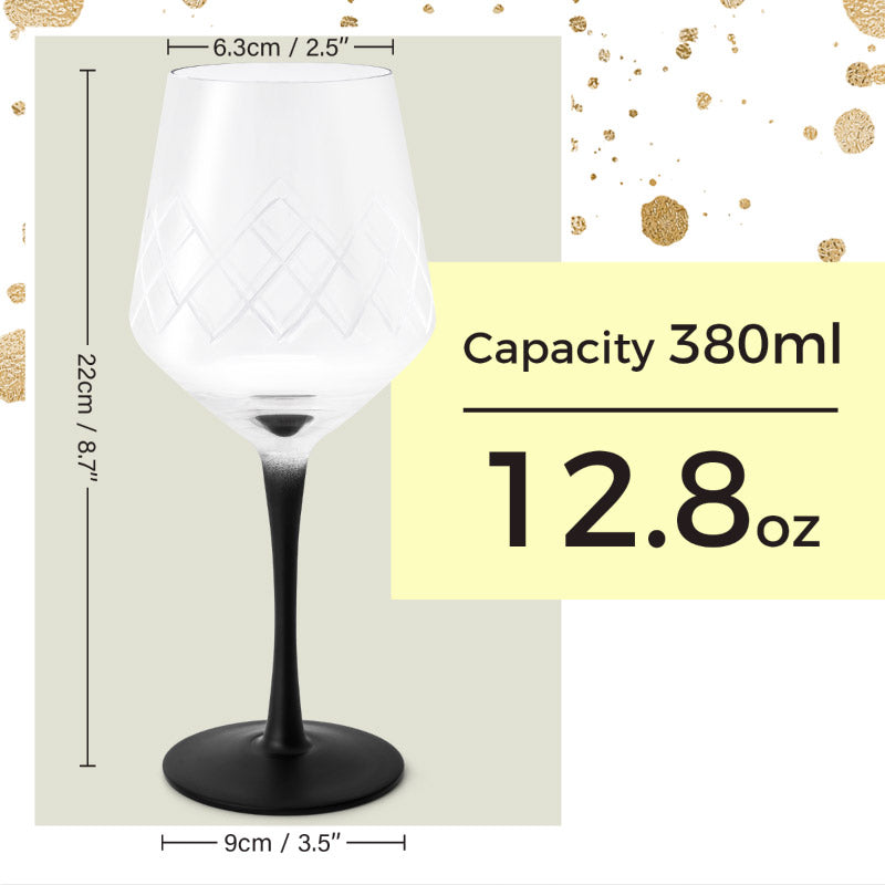 Miamio Weißweingläser Crystaluna 4er Set Glas mit schwarzem Fuß