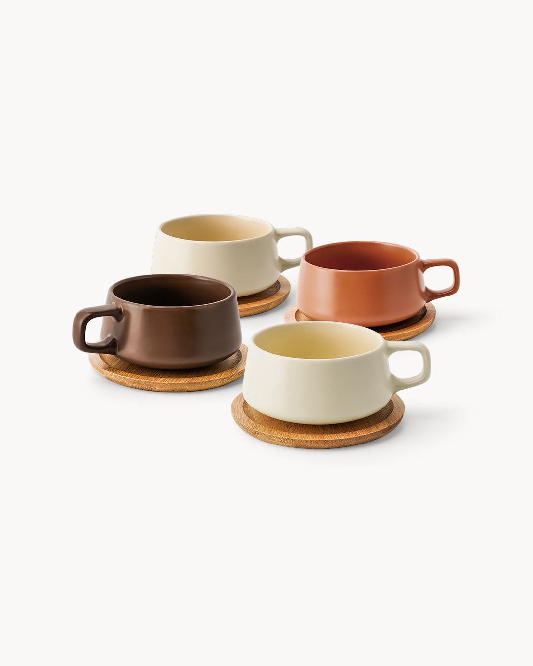Miamio Cappuccinotassen Set Keramik mit Milch- und Zucker-Set