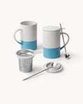 Miamio Geschirr - Teetassen Set 2er Keramik mit Siebeinsatz und Deckel 500ml